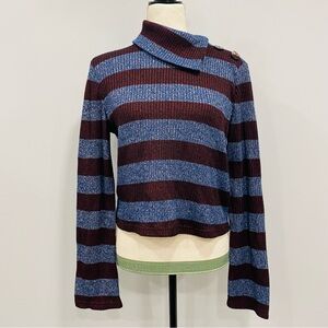 URBAN REVIVO 4 Y2K Cowl Neck Striped Knit Sweater Retro 80s Boxy Skater Grunge S